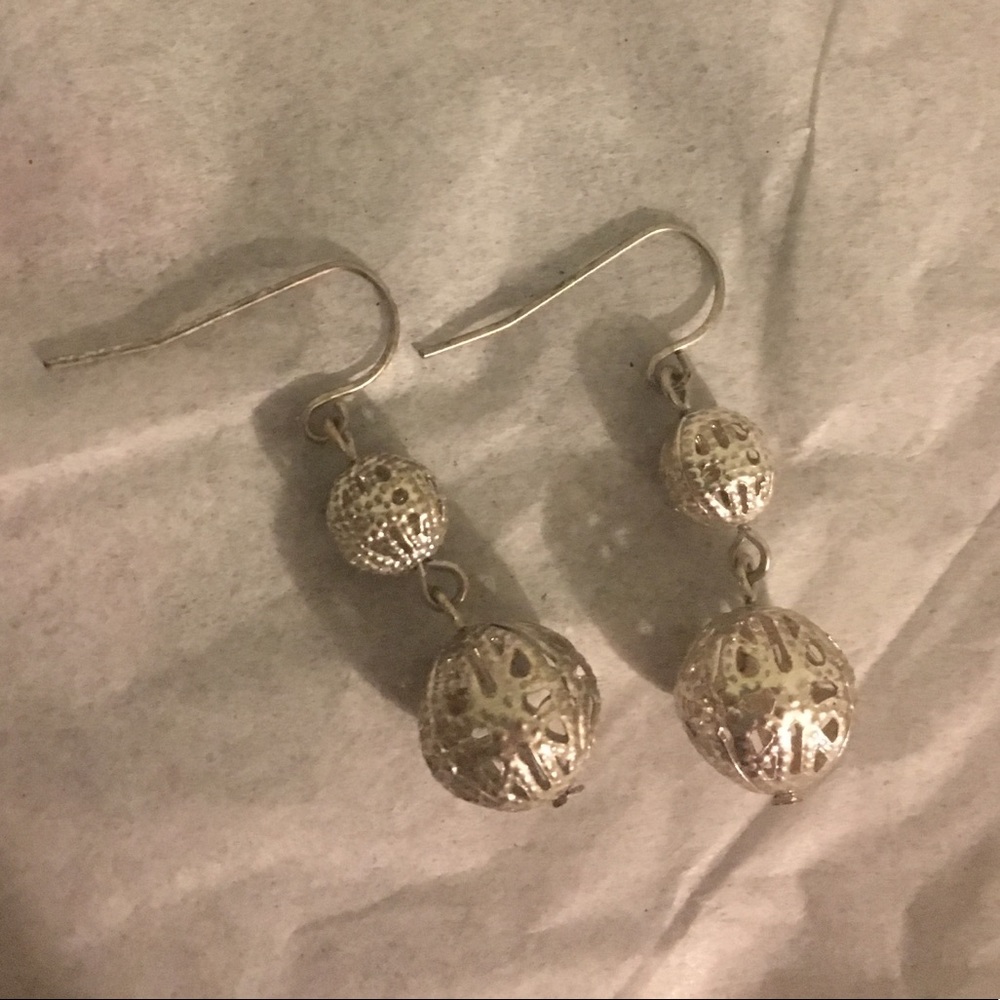 Silver ball earrings